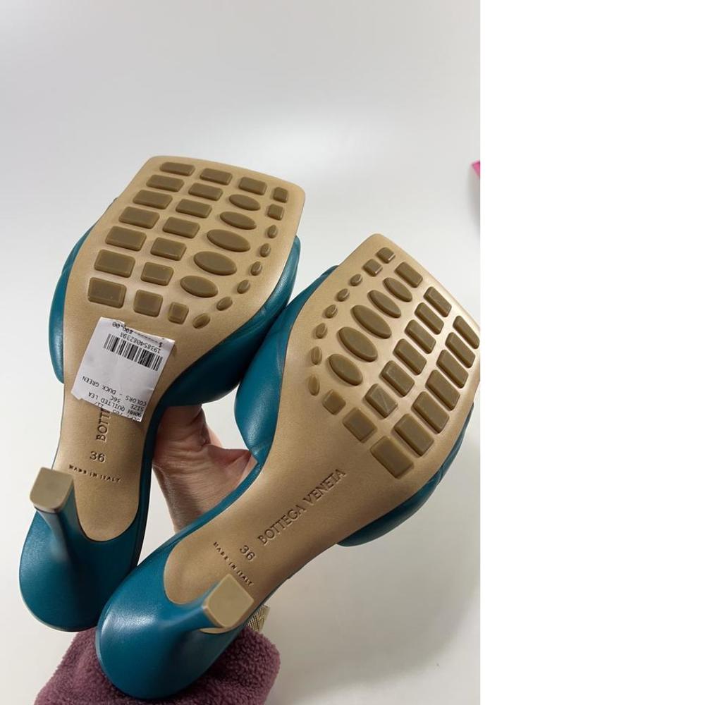 Rubber Lido Duck Green Quilted Square Toe Classic Sandals Heels D900 - Picture 9 of 11